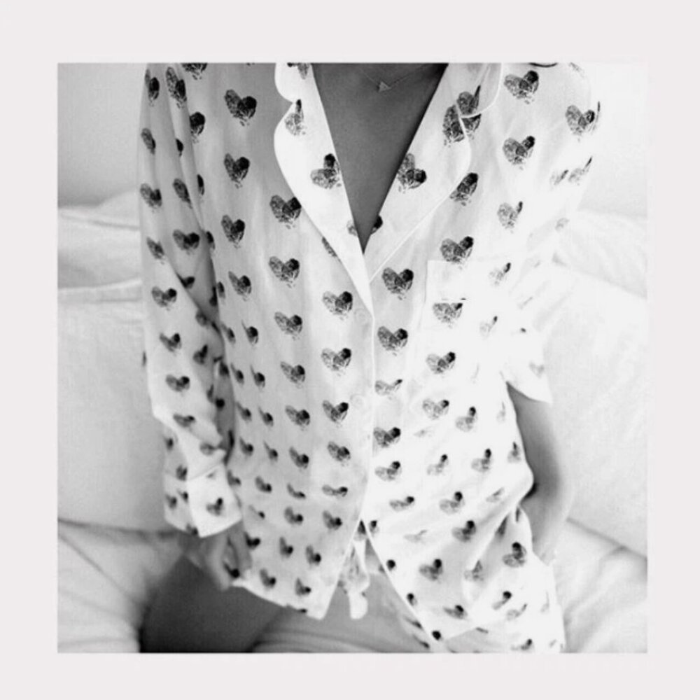 NWT Equipment Lillian Silk Pajama Set White & Black Heart Thumbprint XS,‎ M $388